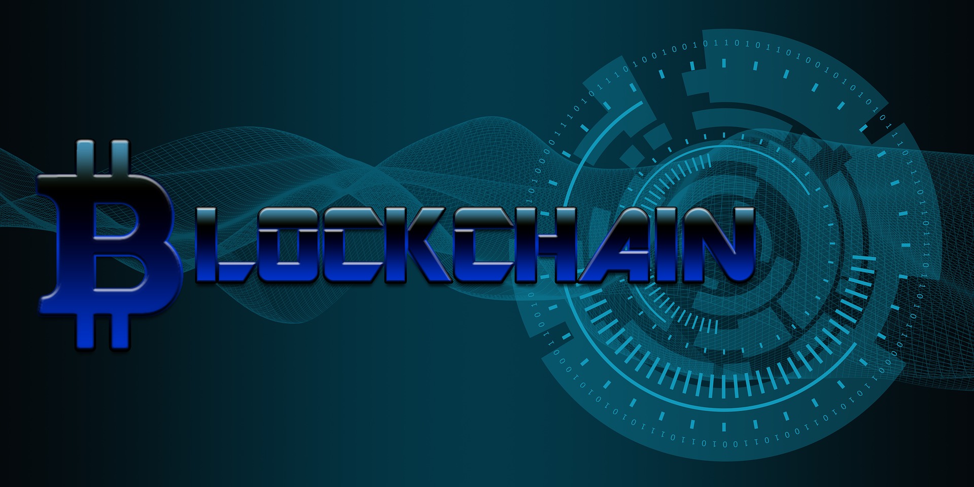 Blockchain with Bitcoin logo